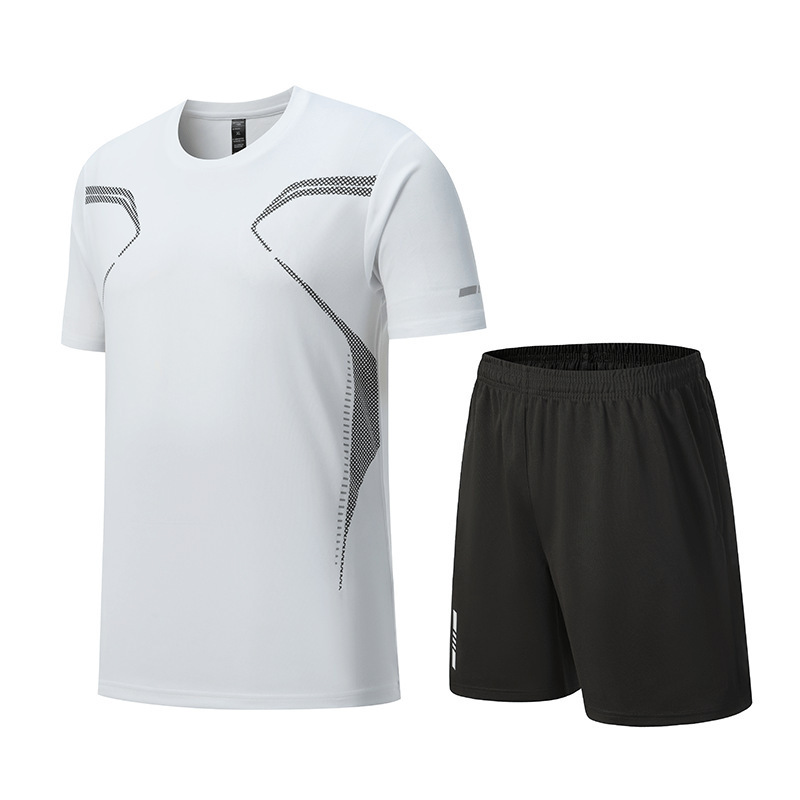 跑步服套装定制夏季速干短袖套装可印logo户外健身服运动两件套男|undefined