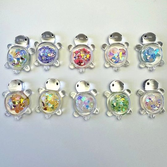 New Luminous Transparent Sequin Turtle Cute DIY Cream Glue Accessories Student Desktop Ornaments Trendy Play Jewelry