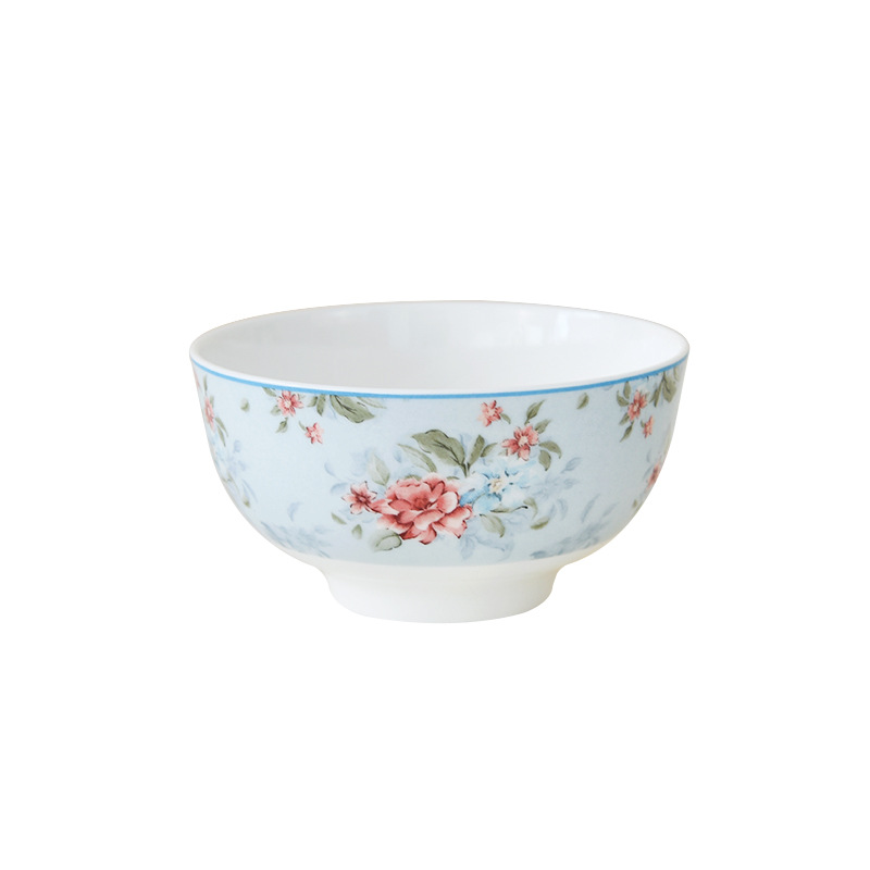 Flores románticas de alto valor de hueso de porcelana cubiertos cucharas de boda nuevo tazón de cerámica esmalte casero color anti-calor tazón de arroz