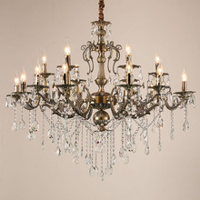 欧式餐厅水晶吊灯锌合金卧室客厅灯具复古铜色别墅酒店大厅装饰灯