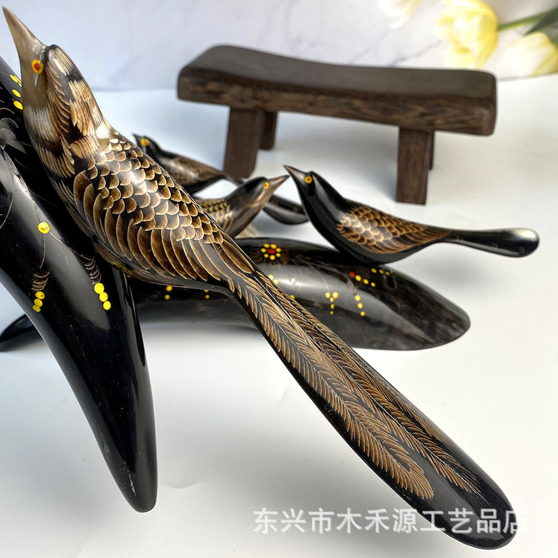 卸売牛角工芸品カササギ装飾品ホームリビングルームデスクトップ装飾品絶妙な|undefined
