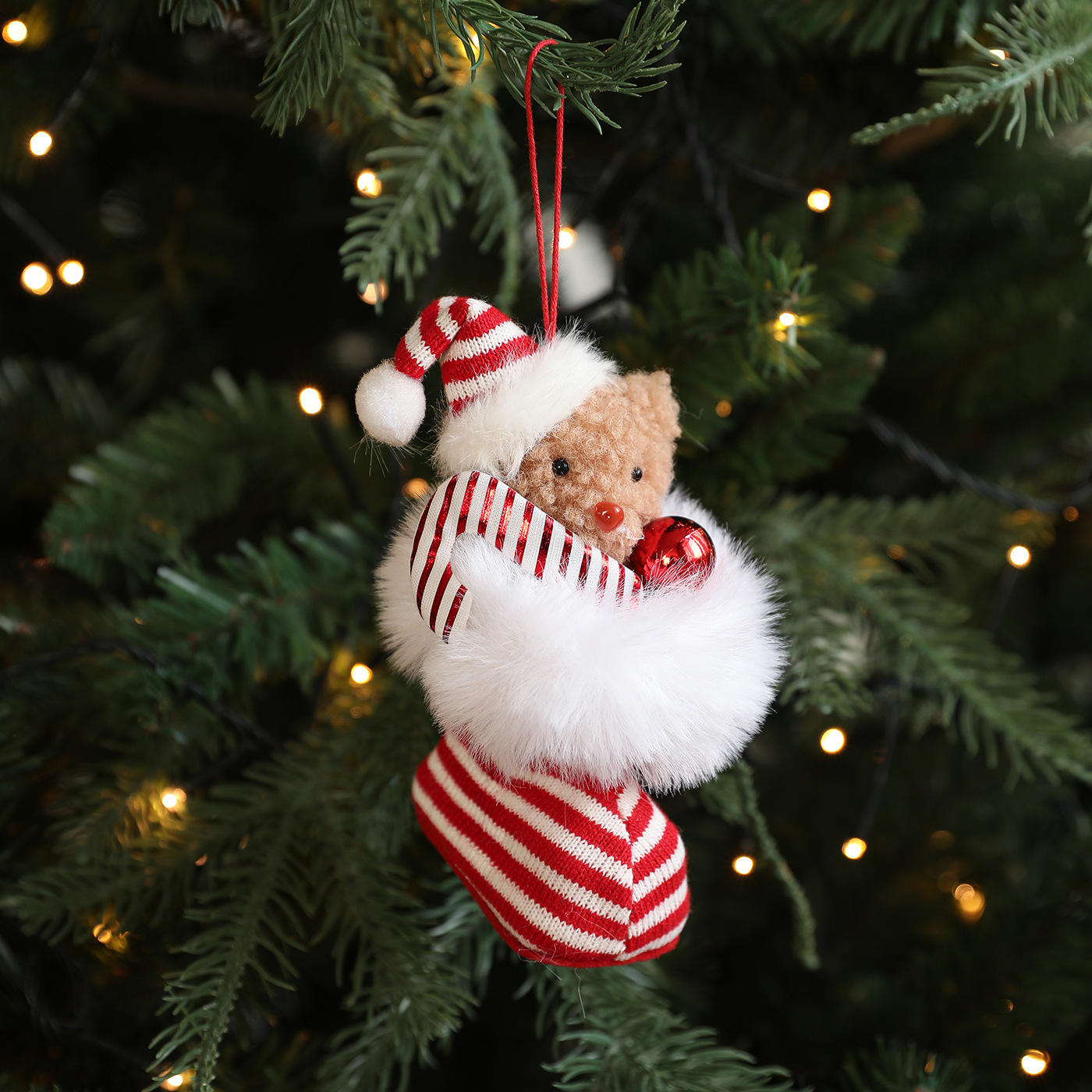 Nuevas botas blancas magenta regalo de peluche osos muñecas elf árbol de Navidad colgante decoración juguetes