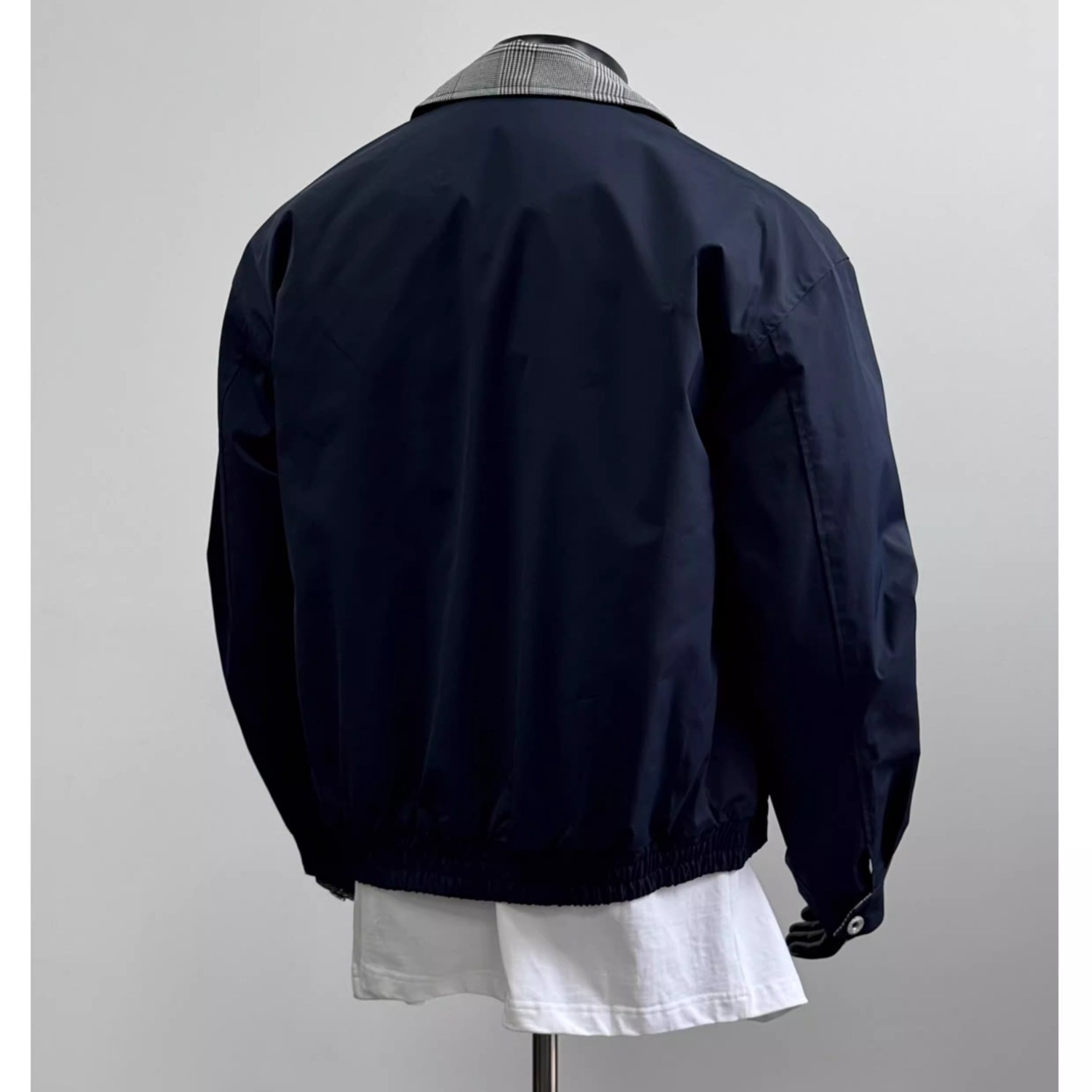Color Blocking Plaid Lapel Jacket Men's Workwear Minimalist Loose Casual Jacket_voghion.com