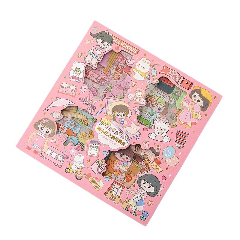 手帳シールバッグDIY箔押しクリエイティブシール貼り絵素材pet携帯アニメかわいい子供手帳シール|undefined
