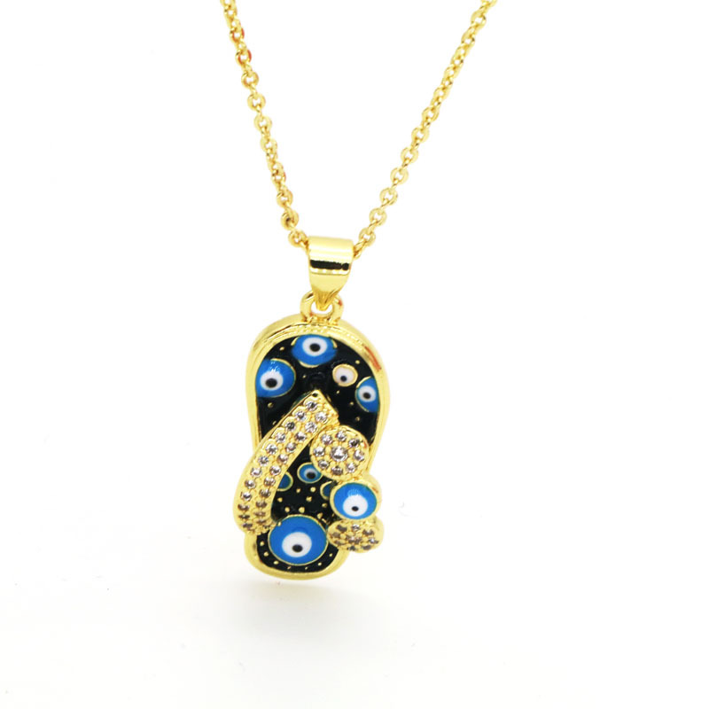 7g Weight 18K Gold Plated Plating Material Copper Pendant Material Zircon Inlay Material Pendant Necklace Classification Copper Chain Material cable chain Chain Type 1 Piece Quantity Holiday, Daily Occasion Copper Material Slippers Pattern Women's Gender Enamel, Inlay Design Casual, Simple Style Style Copper 18K Gold Plated Enamel Inlay Slippers Zircon Pendant Necklace 9
