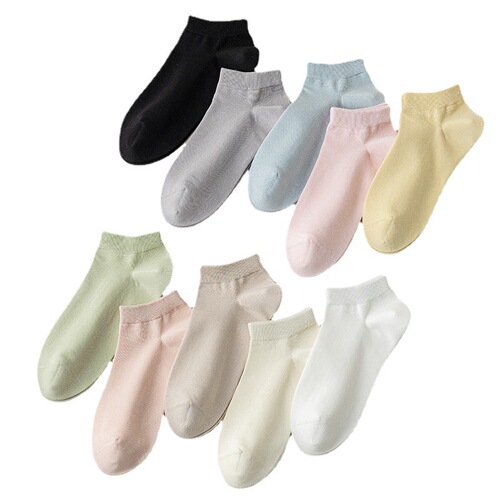 New boneless socks for women spring and summer thin pure cotton short white socks solid color sweat-absorbent mid-length cotton socks for women