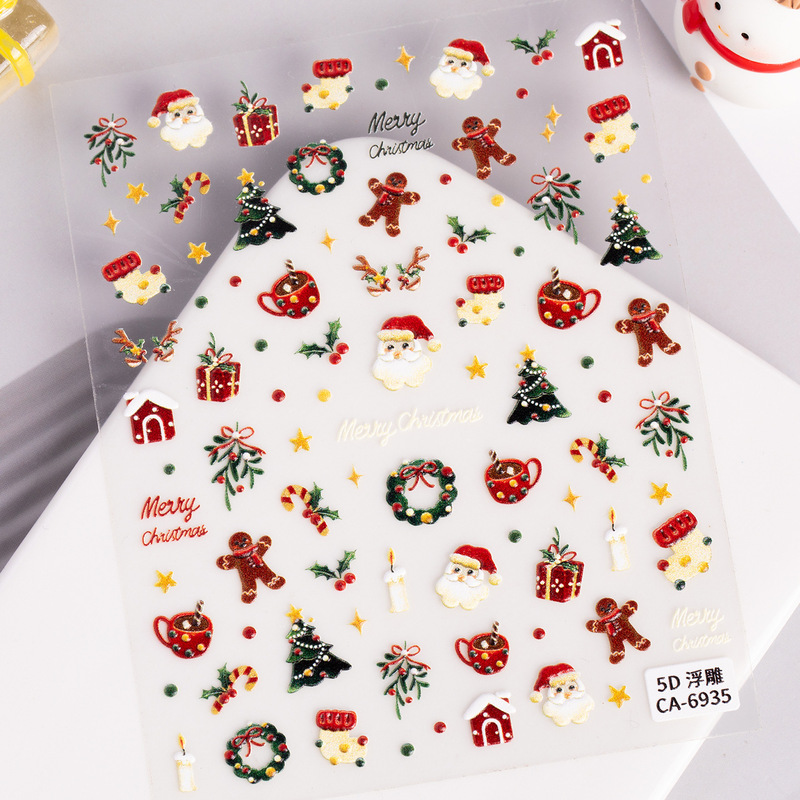 Christmas Atmosphere Nail Stickers 5D Embossed Stereo Santa Claus Elk Nail Stickers Jewelry Ca Style Christmas Atmosphere Nail Stickers 5D Embossed Stereo Santa Claus Elk Nail Stickers Jewelry Ca Style