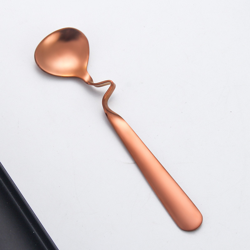 304 Stainless Steel Bent Handle Card Coffee Irregular Twisted Hanging Cup Edge Stirring Spoon Net_voghion.com