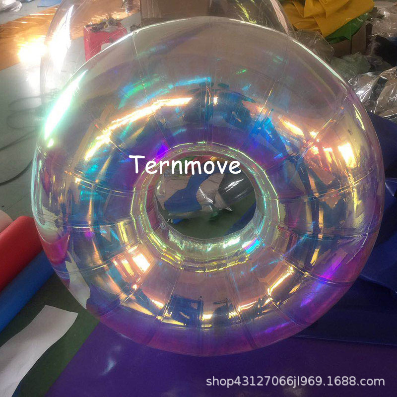 充气镜面水上异形泳圈银色反光广告气模 mirror pvc tube ring