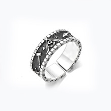 迎开原创星座图腾泰银戒指男生潮原创设计男士小众复古高街食指环