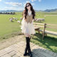 2025 spring new French high-end feeling beautiful unique temperament seaside holiday white fake two-piece dress
