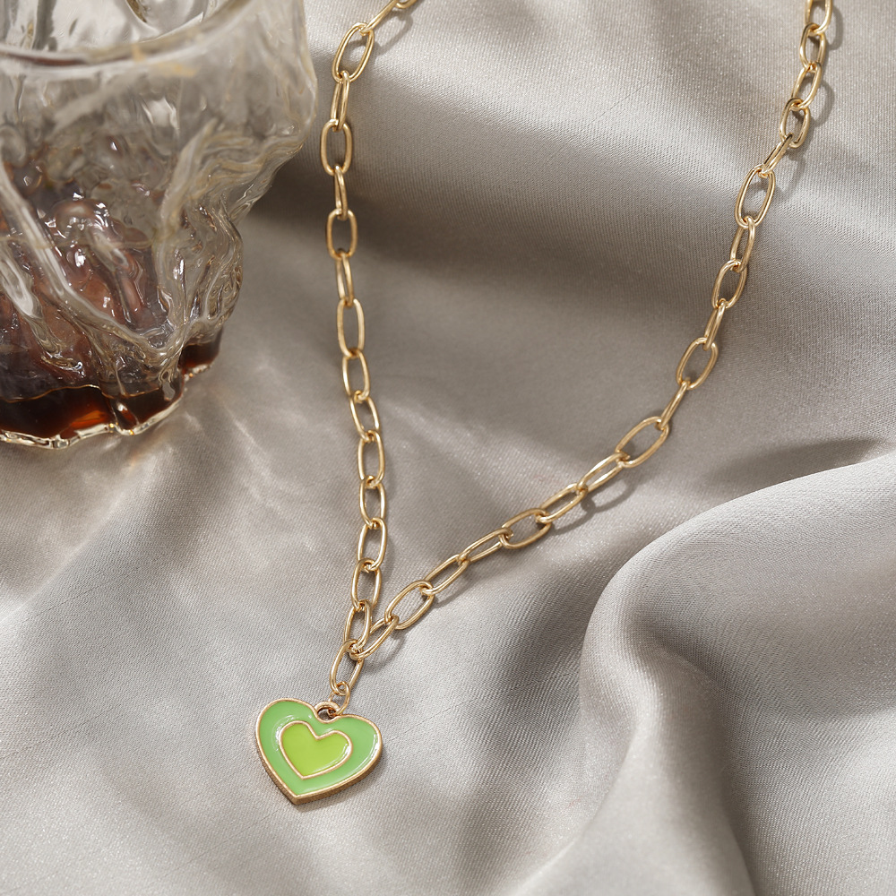 2021 New Creative Simple Womenu0027s Jewelry Cute Girly Style Drop Oil Double Layers Loving Heart Ne