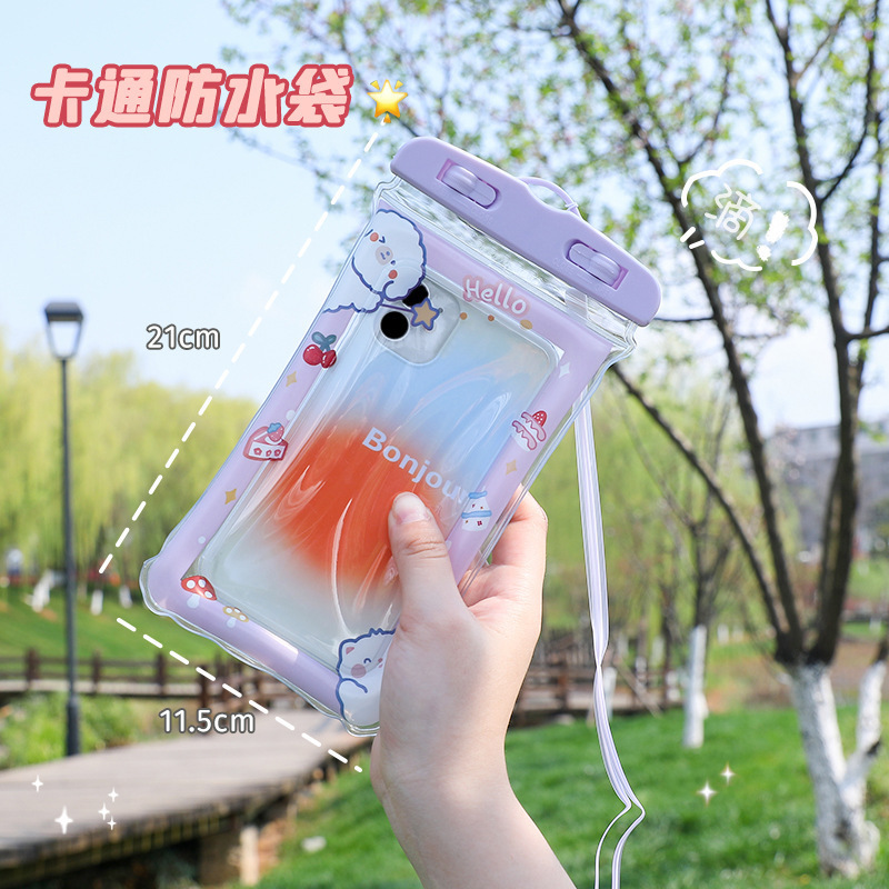漫画の携帯電話の防水袋の屋外のエアバッグの浮遊のタッチパネルの保護カバーの漂流の水泳の携帯電話の袋は通用します。|undefined