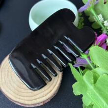 黑水牛角刮痧梳头部经络按摩梳宽齿梳子黑梳片随身携带头部头疗梳