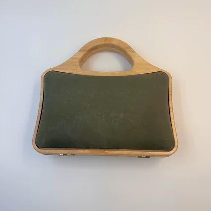 Cross-border handmade DIY vintage-style wooden clasp, semi-circular wooden clip with adhesive box, rubberwood handle for evening bags