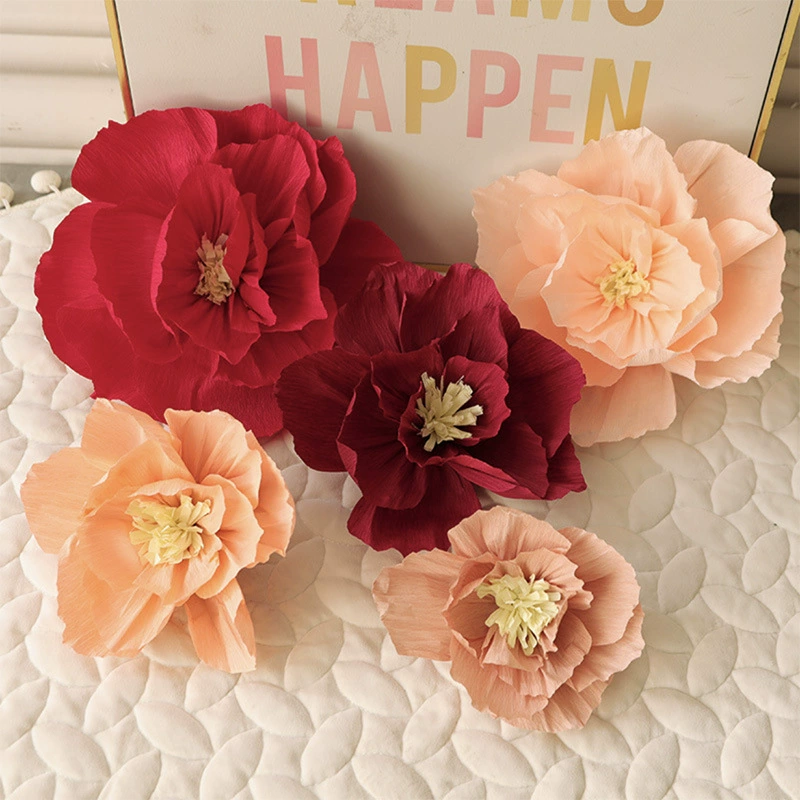 Помолвка Свадебная комната Плиссированное цветочное украшение Новое платье для дома Свадебная Вечеринка Фон стены Трехмерная бумага Цветочная композиция Принадлежности
