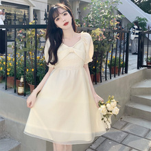 轻熟风连衣裙2022夏季气质仙女森系小个子超仙设计感小众裙子法式