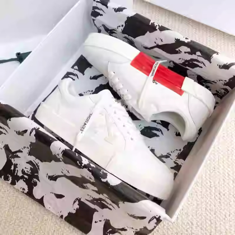 European Off-brand Men, Low-top Sneakers Autumn And Winter, Genuine Leather, Breathable, Arrow-pattern White Shoes For_vogvips.com