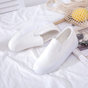 2025 Spring New Versatile Thick-Soled Canvas Shoes for Women, White Slip-On Shoes, Student Casual Shoes
