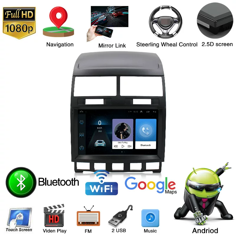 Подходящее для зарубежного рынка 9-дюймовый Volkswagen Touareg Navigator GPS Android с большим экраном, встроенная система MP5 с обратным изображением