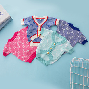 Cross-border Cardigan Luxury Pet Sweater Corgi Schanery Fashion Brand Dog Clothes Autumn and Winter Warm Fashion Dog Sweater