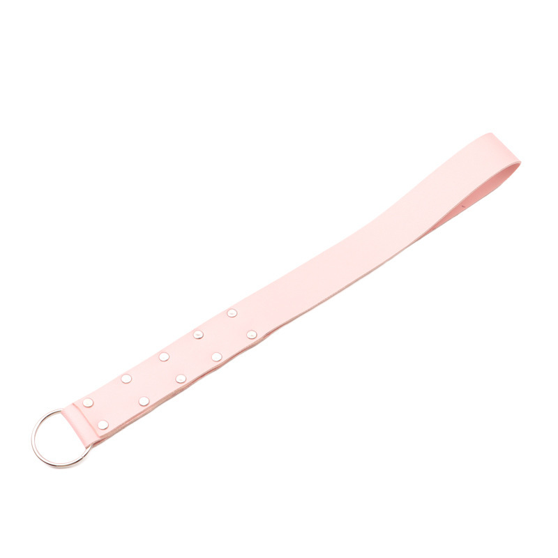 Leather Spanking Paddle with Rivets, Long Handle, Adult Sensory Play Tool — detail image 2