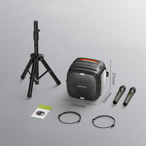 HOPESTAR Partyone high-power speaker dual microphone with bracket subwoofer outdoor audio