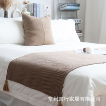 简约宾馆酒店床旗床盖抱枕搭巾床尾巾民宿沙发盖毯几何床尾毯搭毯
