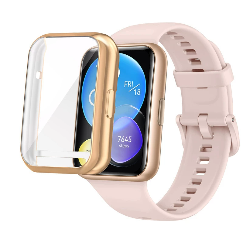 Подходящий чехол Huawei Watch Fit 2 FIT2 браслет TPU гальваническое покрытие прочное всестороннее защитное покрытие без разборки