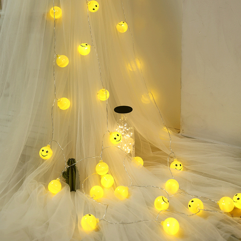 LED smiling cloud face decoration light string girl's room decoration trending colorful star twinkling light string