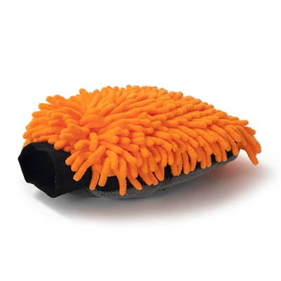 Car Cleaning Gloves Chenille Double-sided Car cleaning tools - coral-fleece-orange-lining-waterproof