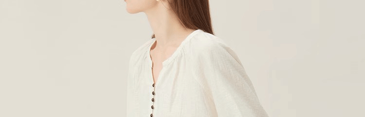 Áo sơ mi linen nữ tay lửng dáng rộng phong cách Pháp — Màu trắng nhạt chi tiết 18