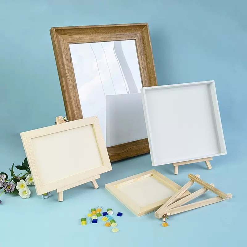 手工diy画框迷你画架 相框底胚儿童简易油画板简约木框摆台马赛克