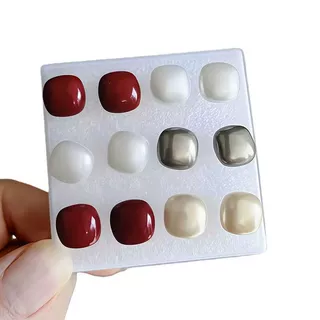 塑料针小方糖仿珍珠耳钉女新款轻奢高级感耳环胶针方形红色耳饰