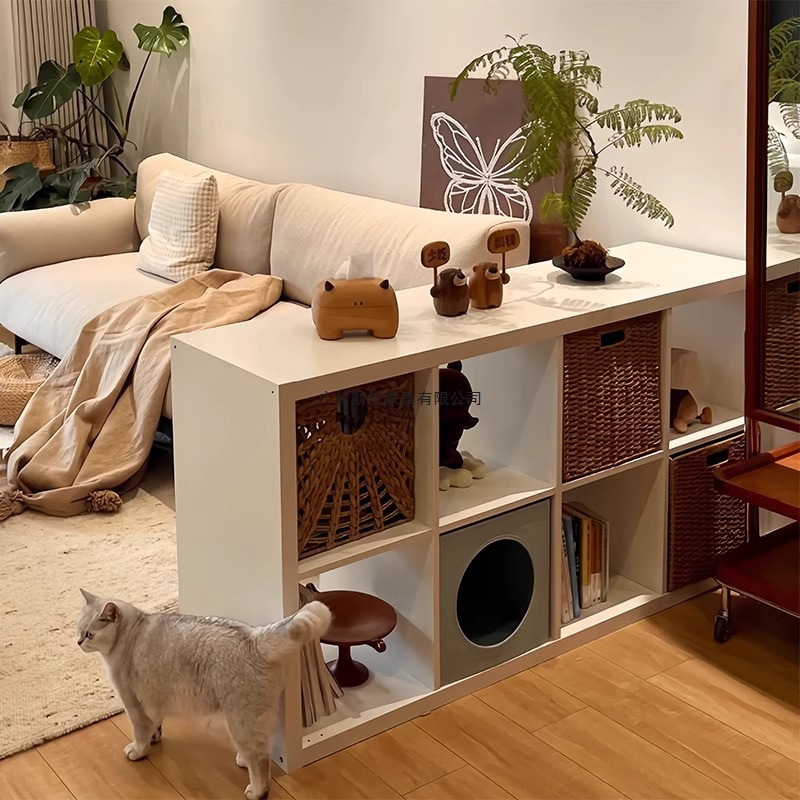 Bookshelf Floor-Standing Storage Rack Sofa Side Cabinet Kalike Plaid Cabinet Storage Cabinet Semi-Enclosed Bedside Cabinet Eight-Compartment Cabinet