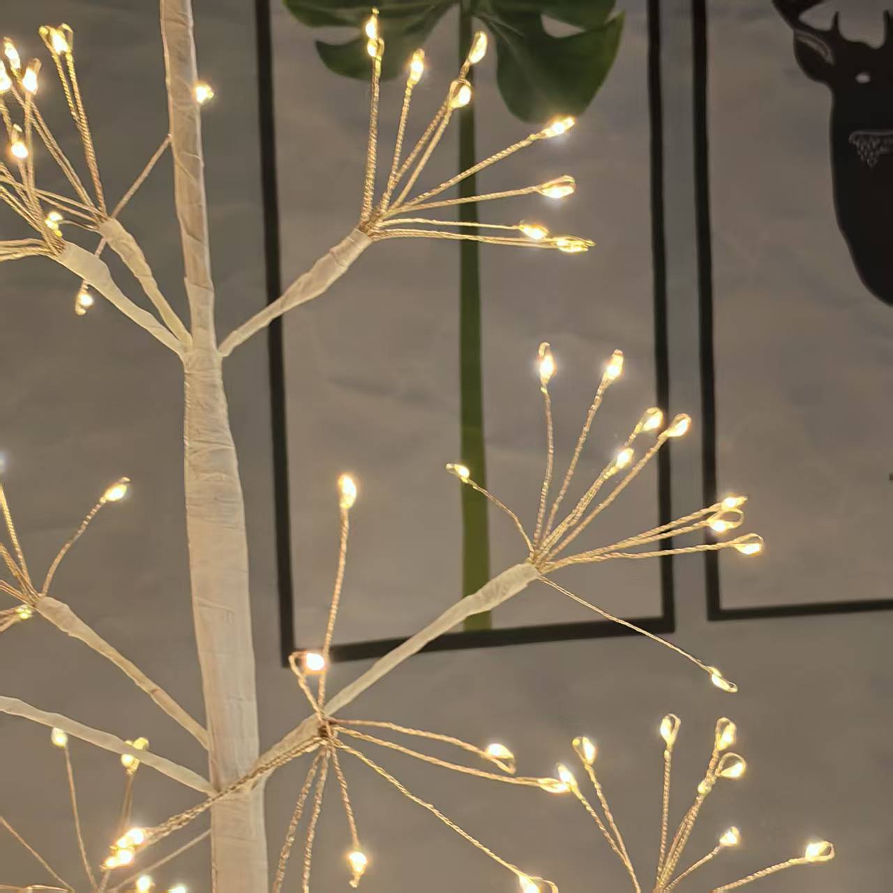 2024 nuevo estilo led luz de árbol de Navidad árbol de fuego flor de plata lámpara de abedul centro comercial hotel decoración de boda lámpara led