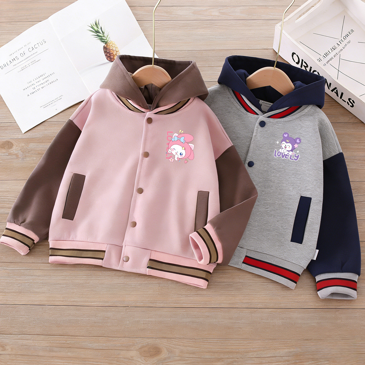 Girls' Hooded Baseball Jacket 2026 Spring and Autumn New Thin Jacket Top for Medium and Large Children's Clothing Cardigan
