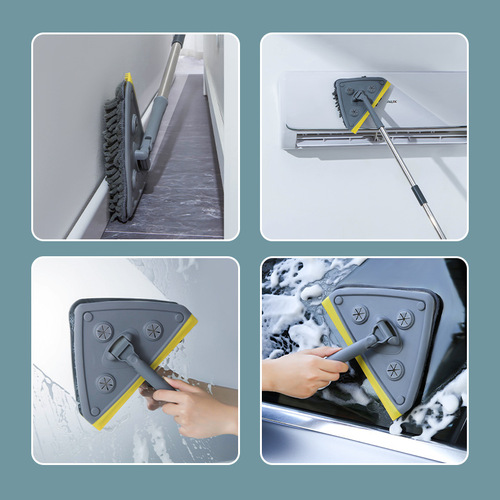Large triangle mop ceiling wall gap dust removal household flat mop multi-functional window glass cleaner