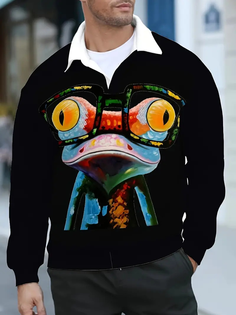 Sudadera de otoño e invierno para hombre, primavera y otoño, versión europea, nuevo top suelto de cuello medio abierto, estampado de tendencia colorida MB14