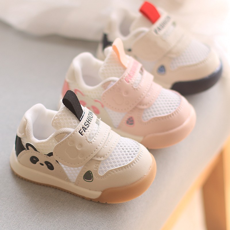 Toddler Shoes Hollow Mesh Breathable Panda Shoes Summer New Boys Shoes Soft Sole Baby Shoes Women Baby White Shoes
