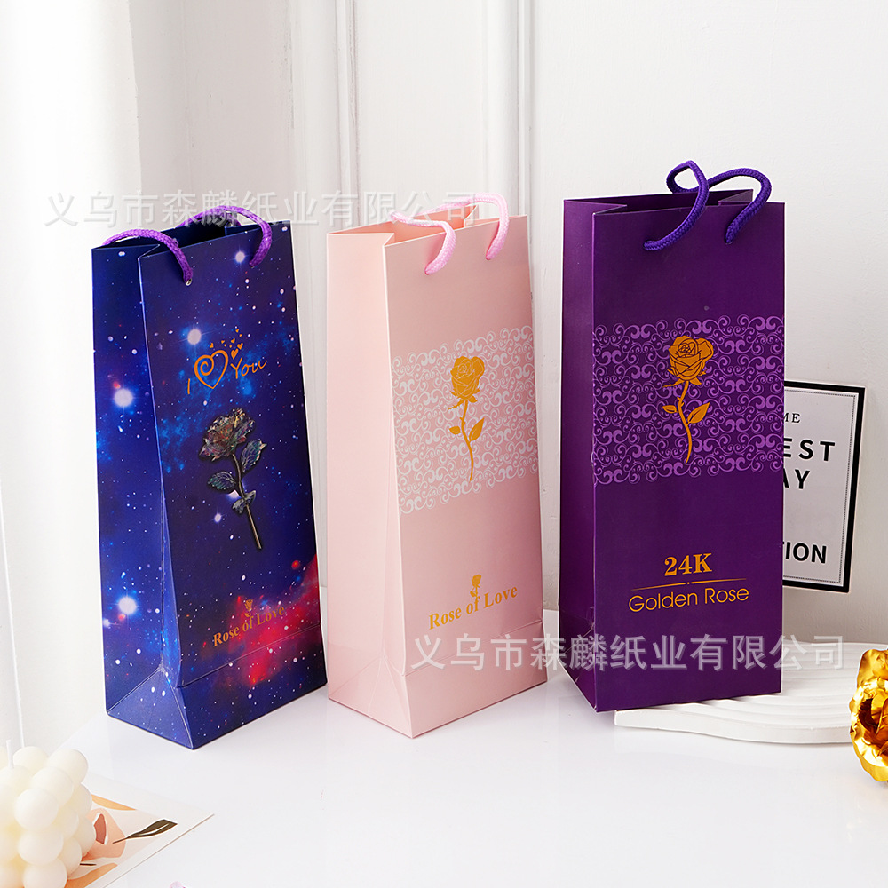 Caja de flores de oro de 24 quilates bolsa de papel conjunto de cajas de regalo de San Valentín embalaje caja de flores falsas