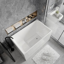 浴缸家用小户型亚克力方形可移动小浴缸日式加深有座成人无缝一体