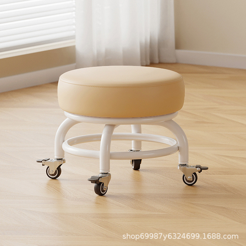 Rueda universal taburete pequeño polea doméstica taburete redondo para cambiar zapatos limpiador taburete bajo con artefactos mágicos para niños pequeños taburetes silenciosos
