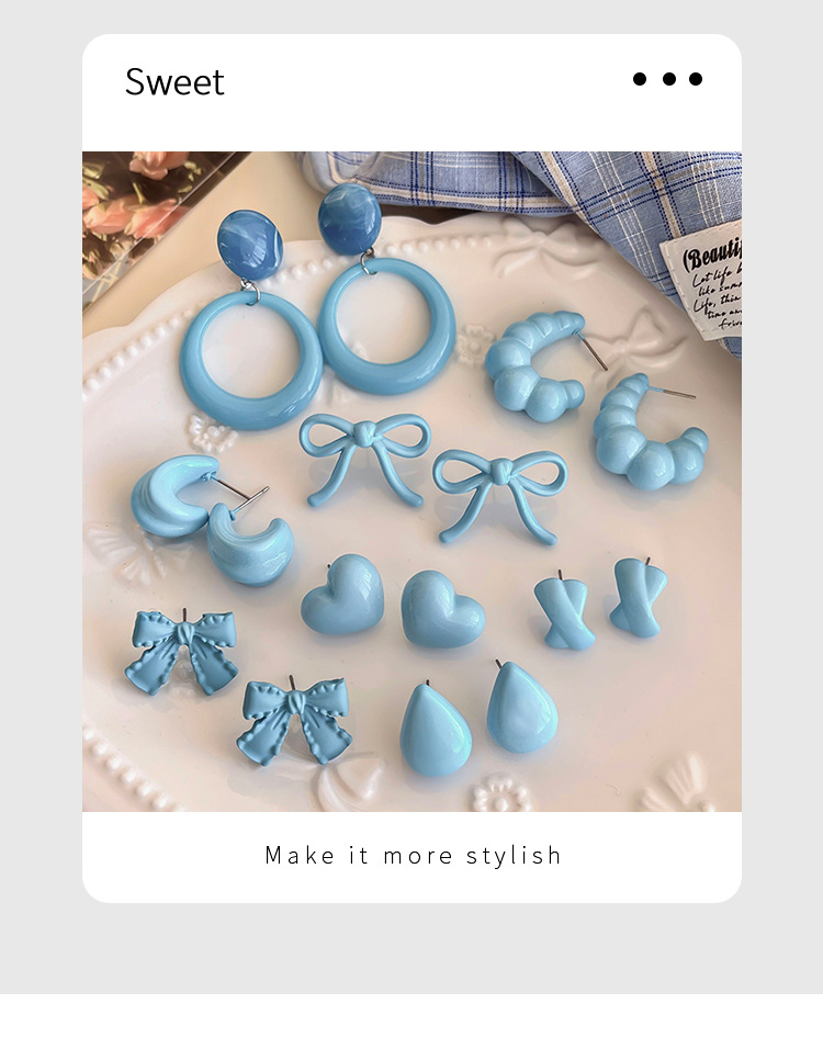 10g Weight Steel needle Ear Needle Material Drop Earrings, Ear Studs Classification 1 Pair Quantity Daily, Tea Party Occasion Alloy, Resin Material Geometric, Bow Knot Pattern All Seasons Season Women's Gender Polished Finish Cute, Sweet Style 1 Pair Cute Sweet Geometric Bow Knot Alloy Resin Drop Earrings Ear Studs 无