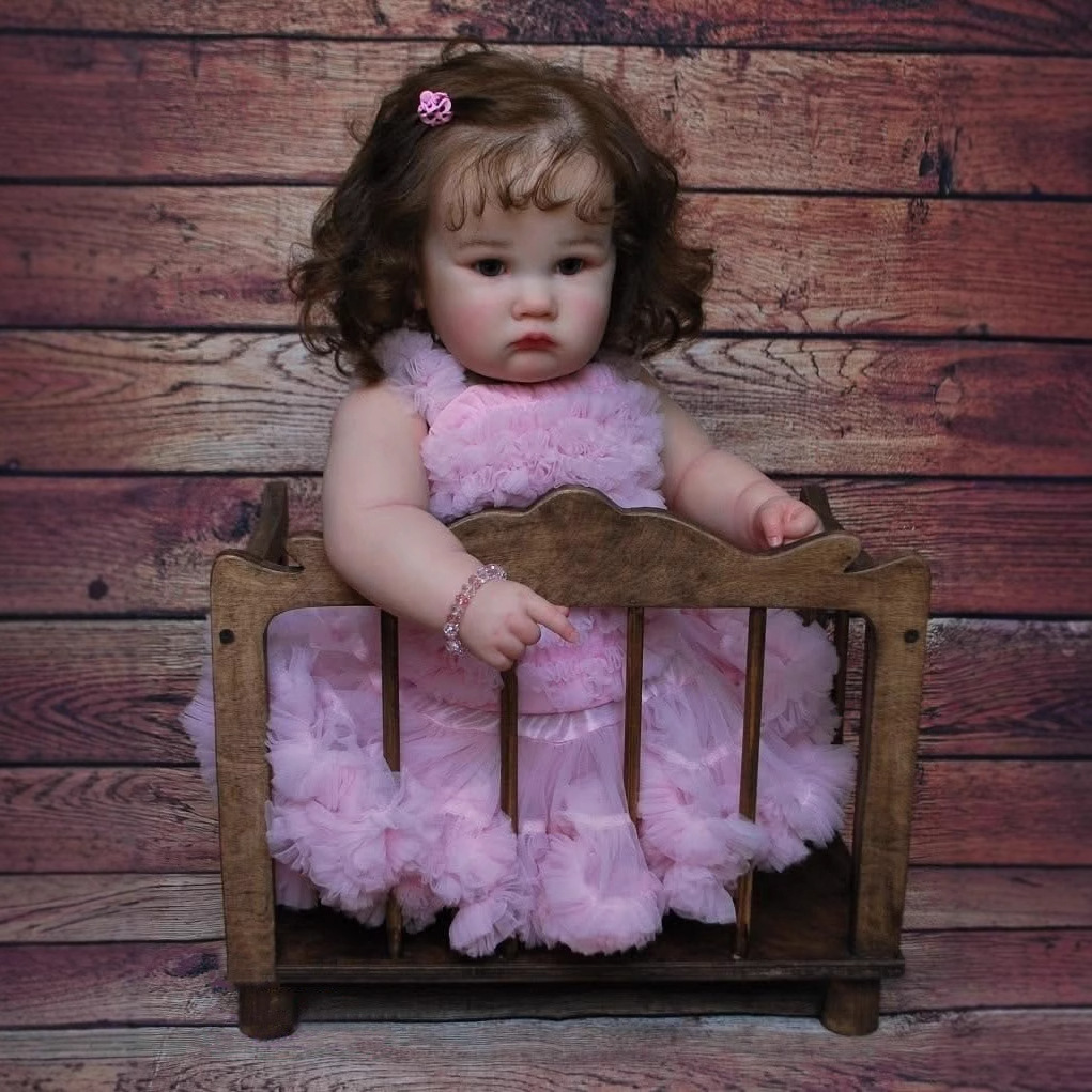 NPK24inch vestido rosa Charlotte simulación niña bebé renacimiento muñeca fuente de comercio electrónico transfronterizo