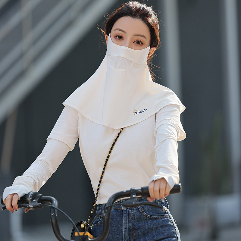 Wangzi Lulu Summer Sunscreen Mesh Breathable Ice Silk Cool Sensation Neck Protection Cycling Veil UV Protection Sunshade
