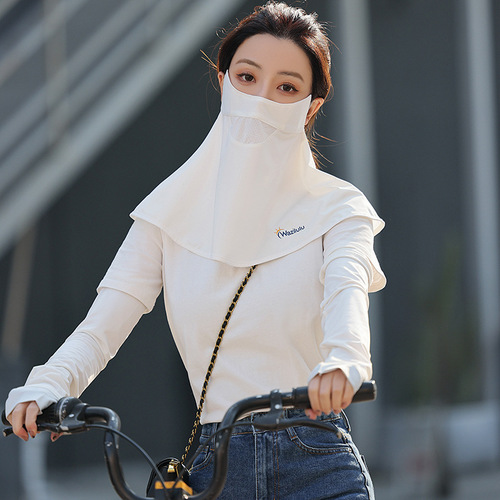 Wangzi Lulu Summer Sunscreen Mesh Breathable Ice Silk Cool Sensation Neck Protection Cycling Veil UV Protection Sunshade