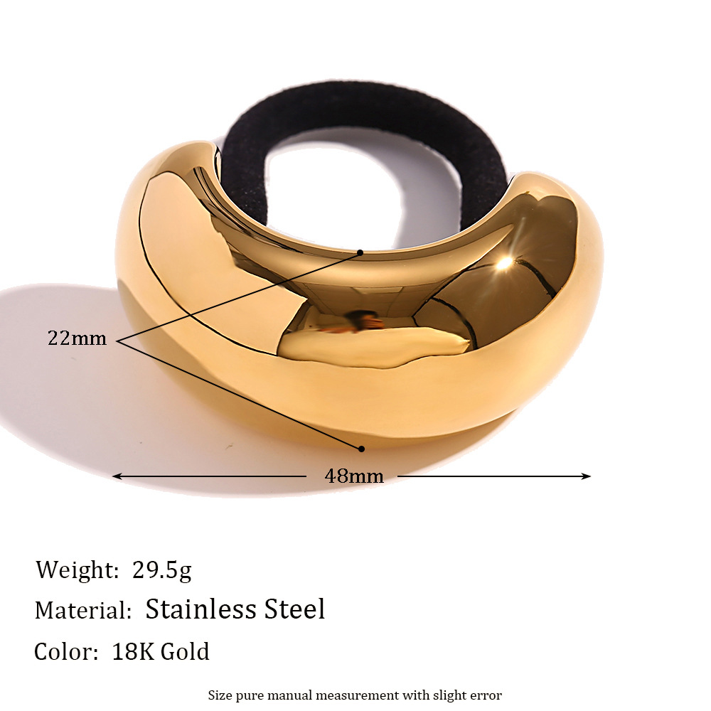 Accessori per capelli unisex, moda, design di nicchia, personalità semplice, in acciaio inossidabile, placcato oro, corda per capelli semicircolare larga per donne_voghion.com