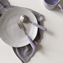 马卡龙釉陶瓷柄不锈钢叉子勺子饭勺汤勺高颜值礼品餐具