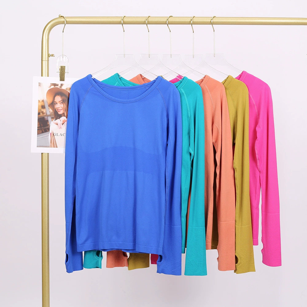 LULU 1.0 длинные рукава спортивная йога футболка быстросохнущий круглый воротник бег фитнес-топ впитывает пот колготки женская весна и лето